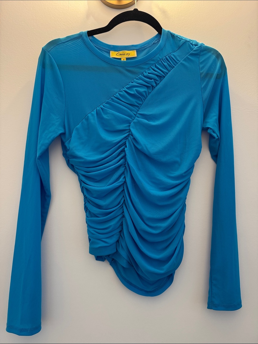 Cameo Teal Ruched Asymmetric Long Sleeve Top - Women